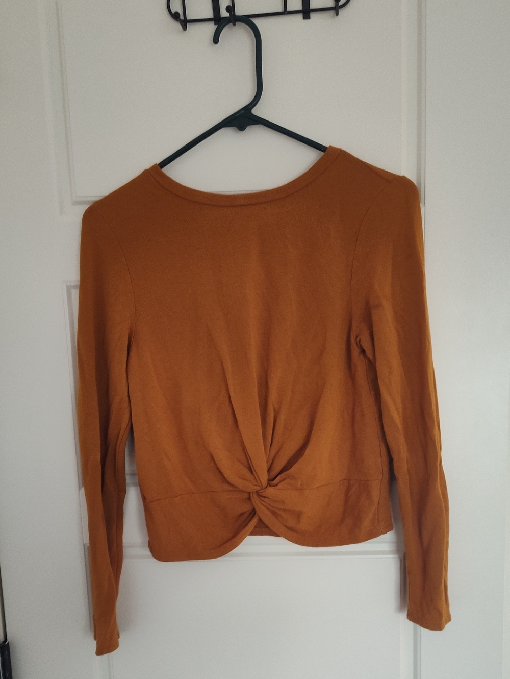 Girls' Twist-Front Long Sleeve Top in Mustard